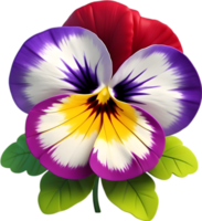 Smiling pansy with brightly contrasting petals. Ai-generated. png