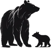 A drawing of a ferocious bear with her cub. Ai-Generated. png