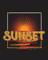 Sunset, Summer T-shirt design vector