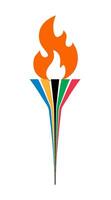 olímpico antorcha con fuego, aislado en transparente antecedentes. el símbolo de el olímpico juegos. plano diseño. ilustración. vector