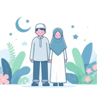 character cartoon muslim on transparent background png