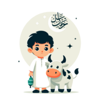 cartoon muslim Eid al adha on transparent background png