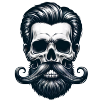 Skull with beard and mustache png