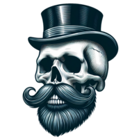 Skull with beard and mustache png