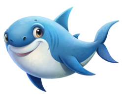 Cartoon style illustration of cute shark isolated on transparent background. png