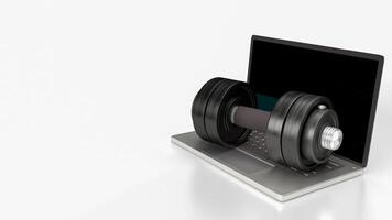 The dumbbell and Notebook for bodybuilding or life style concept 3d rendering. photo