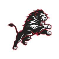 le Lion est audacieusement illustré dans noir et rouge png