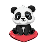 Cute panda sit with love png