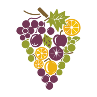 icono de estilo de línea de frutas frescas de uvas png