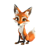 3D Cute Fox Mascot Character png