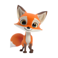 3D Cute Fox Mascot Character png