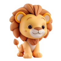 3d schattig leeuw mascotte karakter png