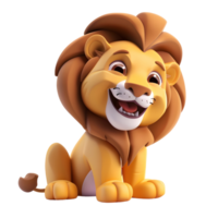 3D Cute Lion Mascot Character png