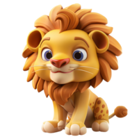 3d linda león mascota personaje png