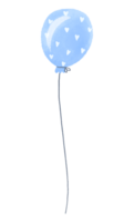 Luft Blau Ballon im ein Herz. Geburt von ein Junge. Hand gezeichnet Karikatur Illustration auf isoliert Hintergrund png