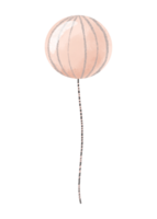 sammansättning rosa luft ballong med grå Ränder. flickans födelsedag. hand dragen tecknad serie illustration på isolerat bakgrund png