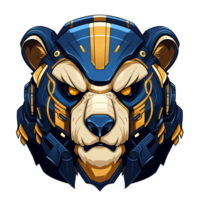 bear head cartoon mascot wearing a robot helmet png