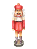 Nutcracker, watercolor tradition Christmas tree, Germany retro toy red wooden soldier or King hand drawn illustration. Clipart for greeting, invitation card, stickers print png