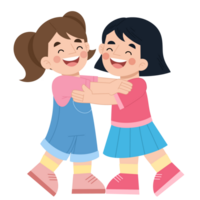 Girls hugging cartoon illustration png