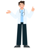 Doctor pointing hand cartoon illustration png