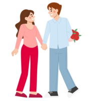 Romantic young couple cartoon illustration png