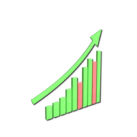 3d crescendo o negócio informação gráfico - positivo crescimento dentro Barra gráfico png