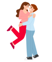 Romantic young couple cartoon illustration png