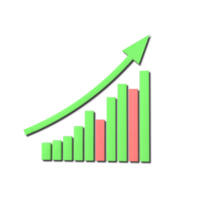 3d creciente negocio informacion gráfico - positivo crecimiento en bar gráfico png