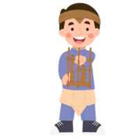 Boy playing musical instrument angklung cartoon illustration png