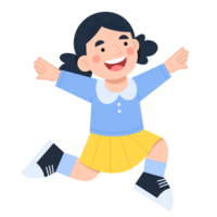 Little girl jumping happy cartoon illustration png