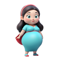 3d representación embarazada mujer dibujos animados personaje png