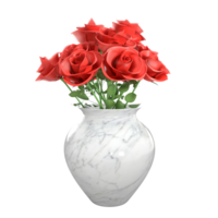 3d rendering red roses vase flowers png