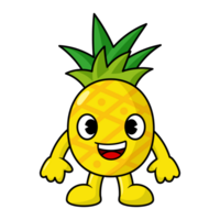 rolig ananas tecknad serie med vapen och ben. frukt söt png