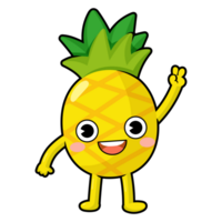 komisch Ananas Karikatur mit Waffen und Beine. Obst süß png