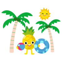 Summer Pineapple swim beach colorful rubber rings, fruit swimming ring png