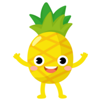 Funny Pineapple Cartoon with arms and legs. fruit cute png