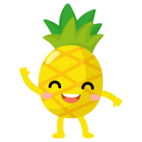 divertente ananas cartone animato con braccia e gambe. frutta carino png