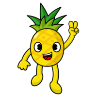 engraçado abacaxi desenho animado com braços e pernas. fruta fofa png