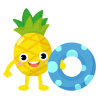 Summer Pineapple swim beach colorful rubber rings, fruit swimming ring png