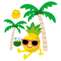 ananas drinken cocktails, oranje sap, kokosnoot water, grappig ananas Hallo zomer png