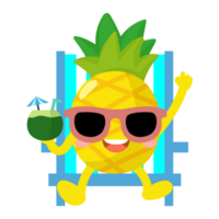 pineapple drinking cocktails, orange juice, coconut water, Funny pineapple hello summer png