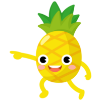 divertente ananas cartone animato con braccia e gambe. frutta carino png