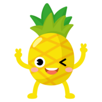 divertente ananas cartone animato con braccia e gambe. frutta carino png