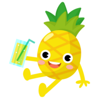 pineapple drinking cocktails, orange juice, coconut water, Funny pineapple hello summer png
