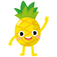 grappig ananas tekenfilm met armen en poten. fruit schattig png