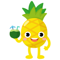 pineapple drinking cocktails, orange juice, coconut water, Funny pineapple hello summer png