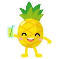 pineapple drinking cocktails, orange juice, coconut water, Funny pineapple hello summer png