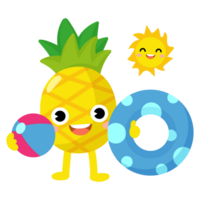 Summer Pineapple swim beach colorful rubber rings, fruit swimming ring png