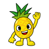 grappig ananas tekenfilm met armen en poten. fruit schattig png