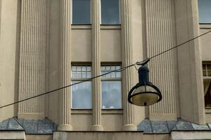 old building in germany with street lighting photo